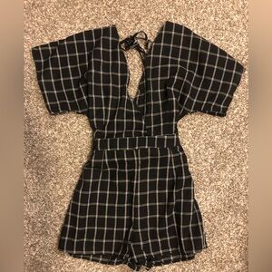 Black & White Romper w/back opening